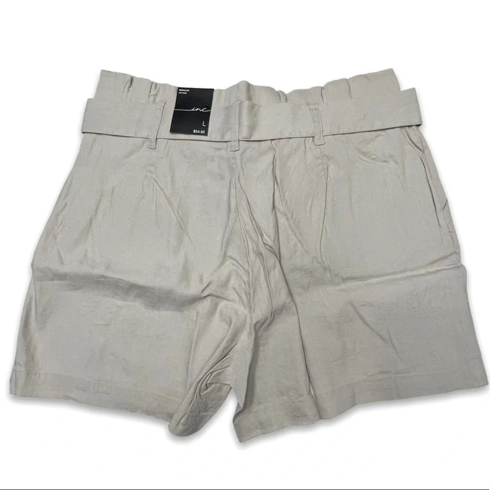 INC. Paper Bag Waist Linen Blend Shorts Core Fashion Size Large